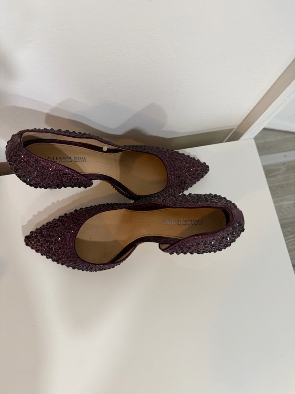 Gianni Bini Burgundy Crystal Pointed Toe Pumps